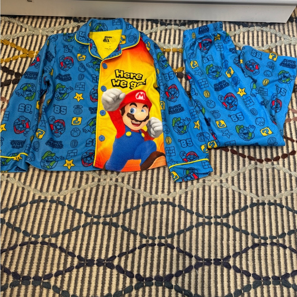 Nintendo Super Mario Yellow and Blue Pajama Set